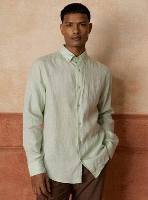 Lagoon Teal European Linen Shirt