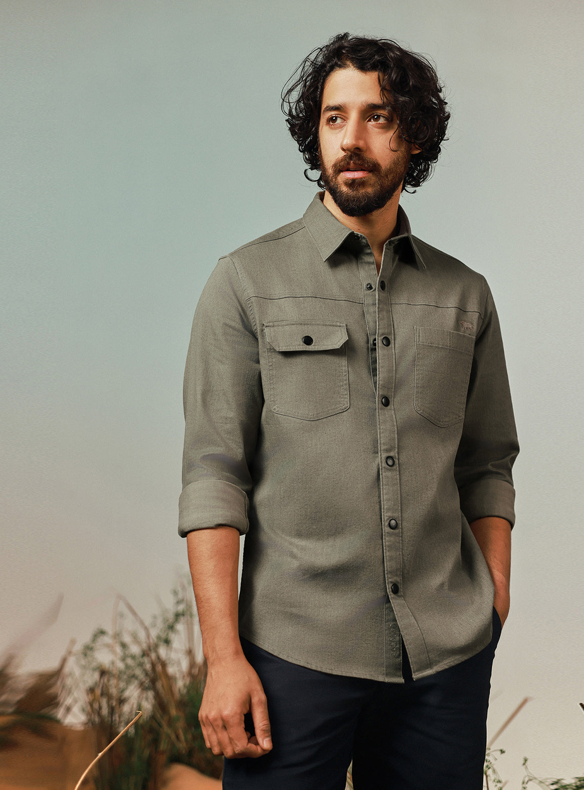 Tree Brown Cotton Twill Shirt