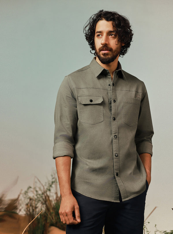 Tree Brown Cotton Twill Shirt