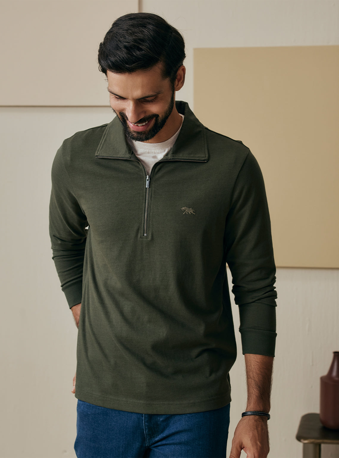 Earthy Olive Cotton Sweatshirt