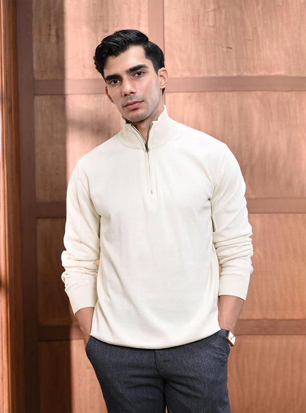 Sand White Cotton Pullover