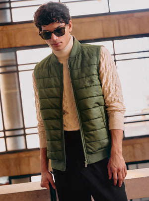 Birch Olive Nylon Spandex Gilet