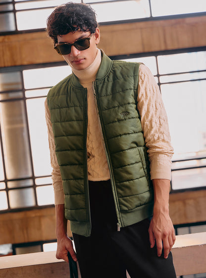 Birch Olive Nylon Spandex Gilet