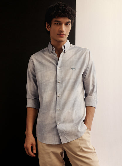 Grey Fade Cotton Melange Shirt