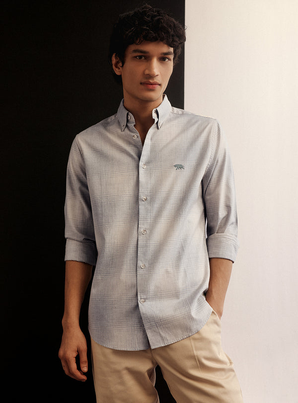 Grey Fade Cotton Melange Shirt