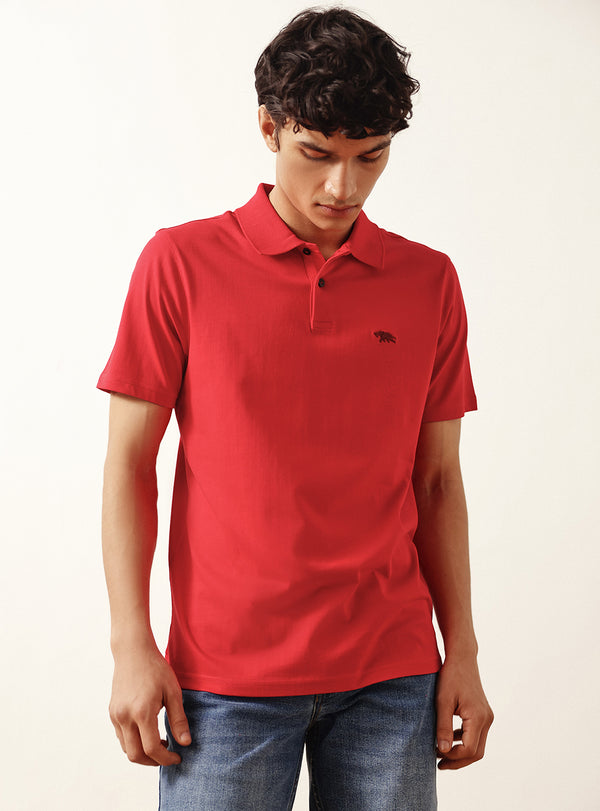 Jasper Red Cotton Polo