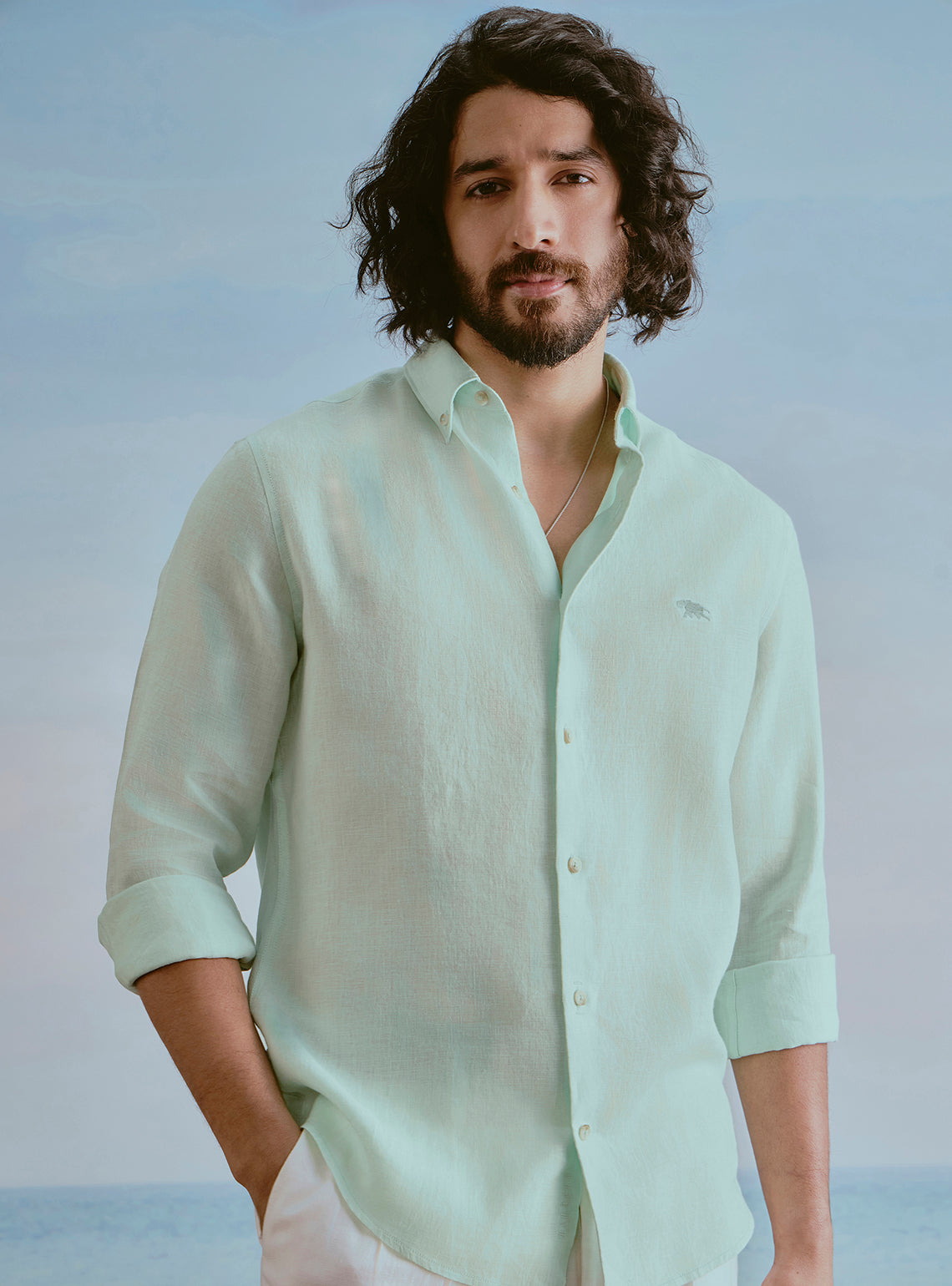 Lagoon Teal Linen Shirt