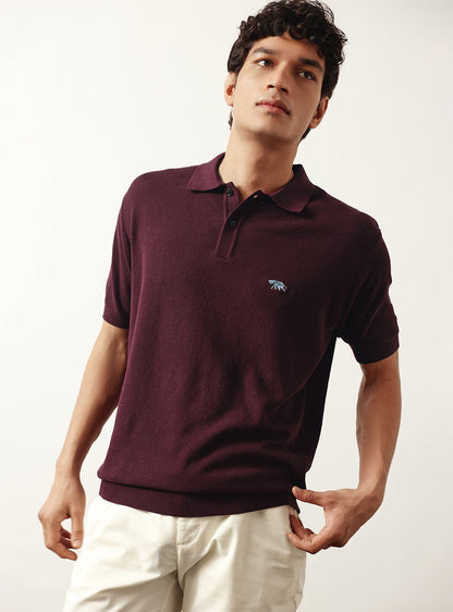 Wineberry Burgundy Cotton Viscose Polo