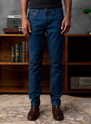 Midnight Navy Cotton Blend Denim Jeans