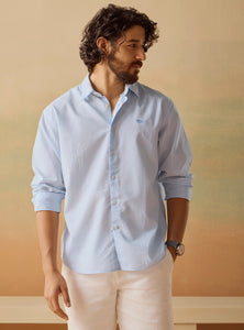 Ghost Blue Cotton Seersucker Shirt