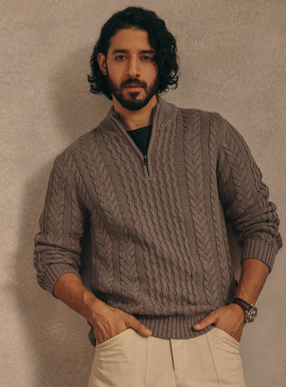 Rebel Brown Cotton Melange Pullover