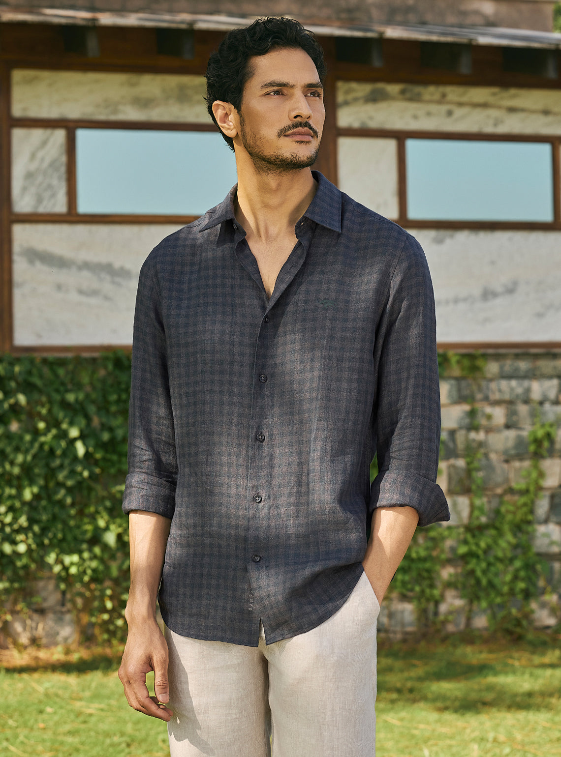 Tartan Black Check Linen Shirt