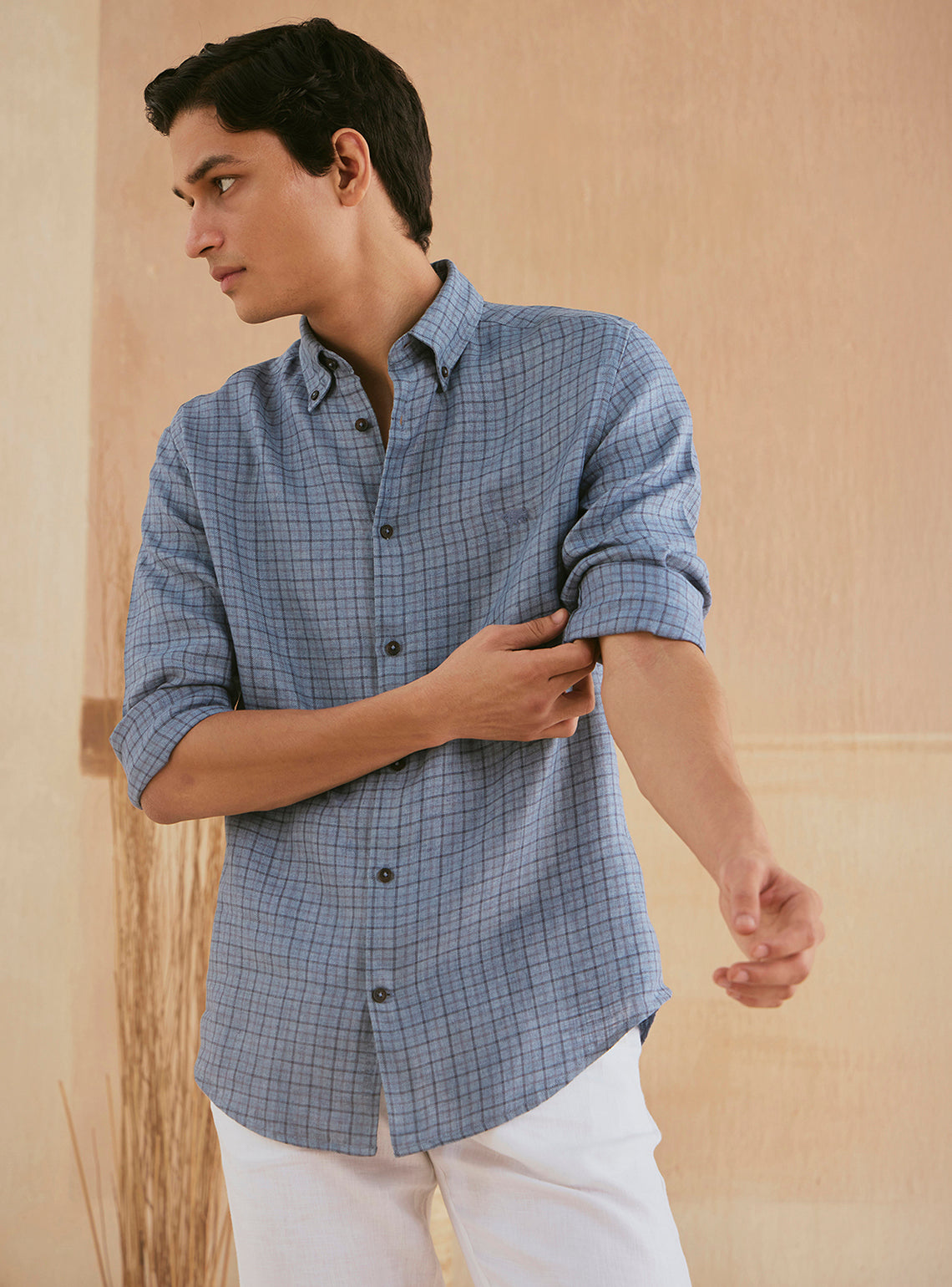 Raven Blue Check Linen Shirt