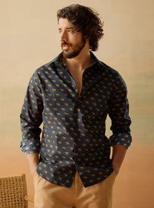 Gold Parade Cotton Poplin Print Shirt