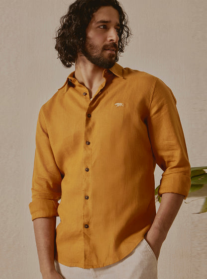 Amber Mustard Linen Shirt