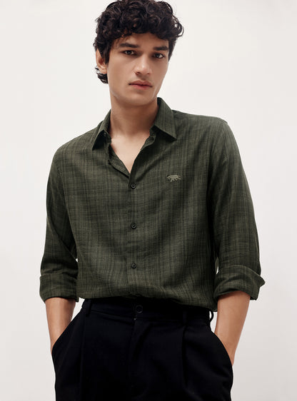 Night Olive Cotton Melange Shirt