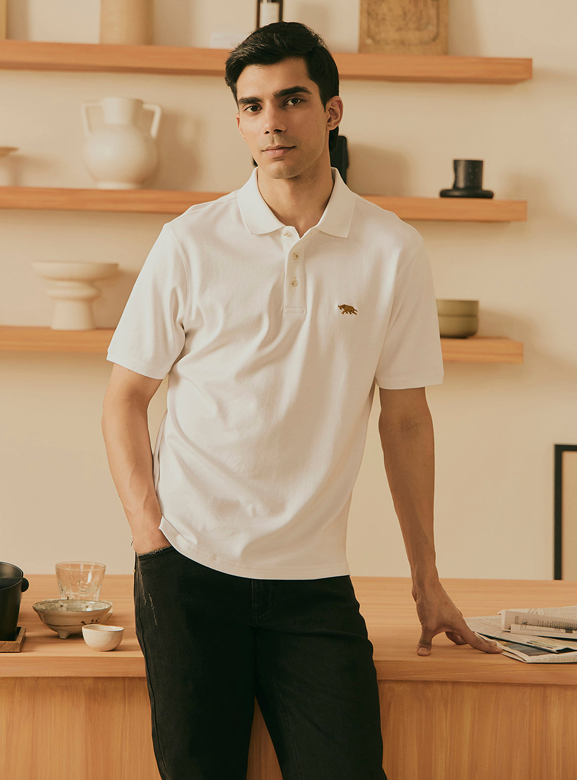 Cream White Supima Cotton Polo