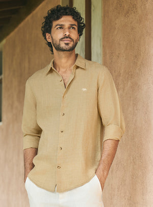 Muted Khaki European Linen Shirt