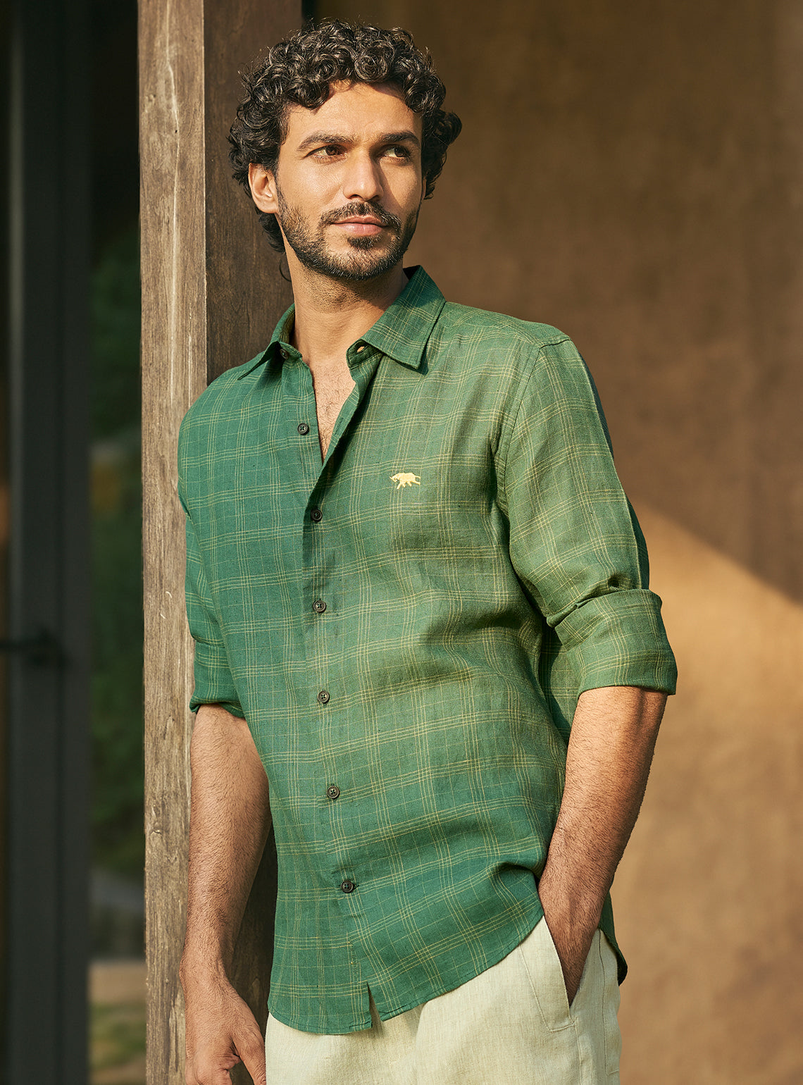 Pastoral Green Check Linen Shirt