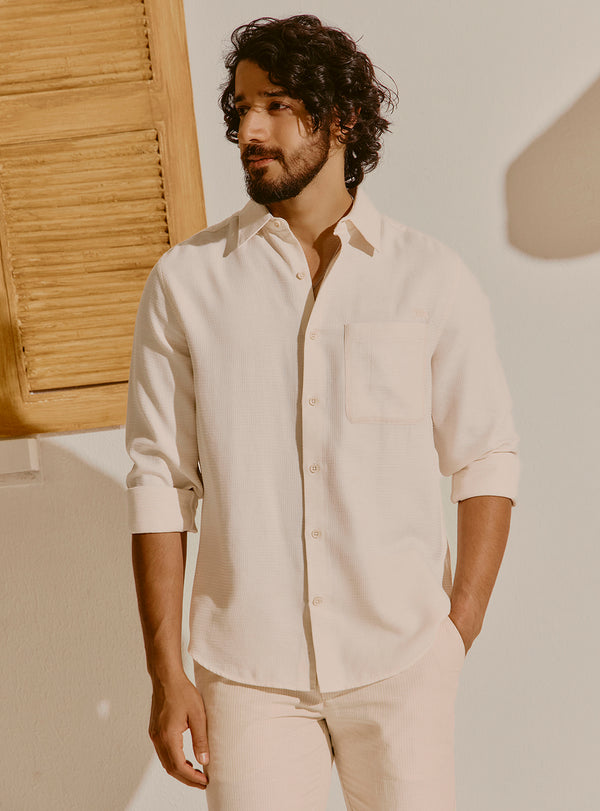 Gozo Beige Cotton Blend Shirt