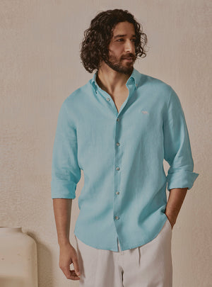 Reef Teal Linen Shirt