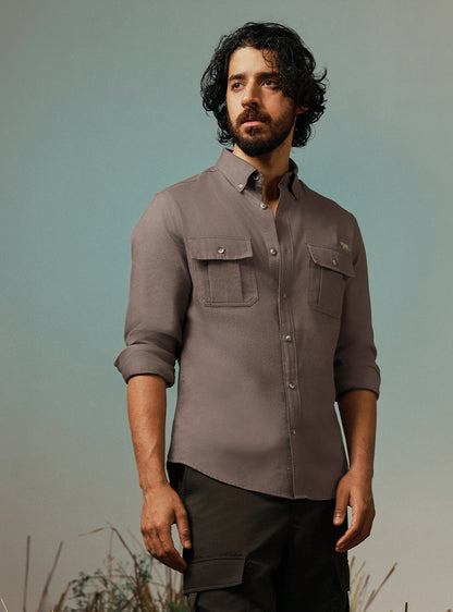 Bonfire Brown Cotton Twill Shirt