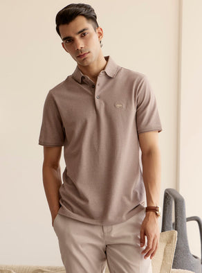 Rio Brown Cotton Blend Melange Polo