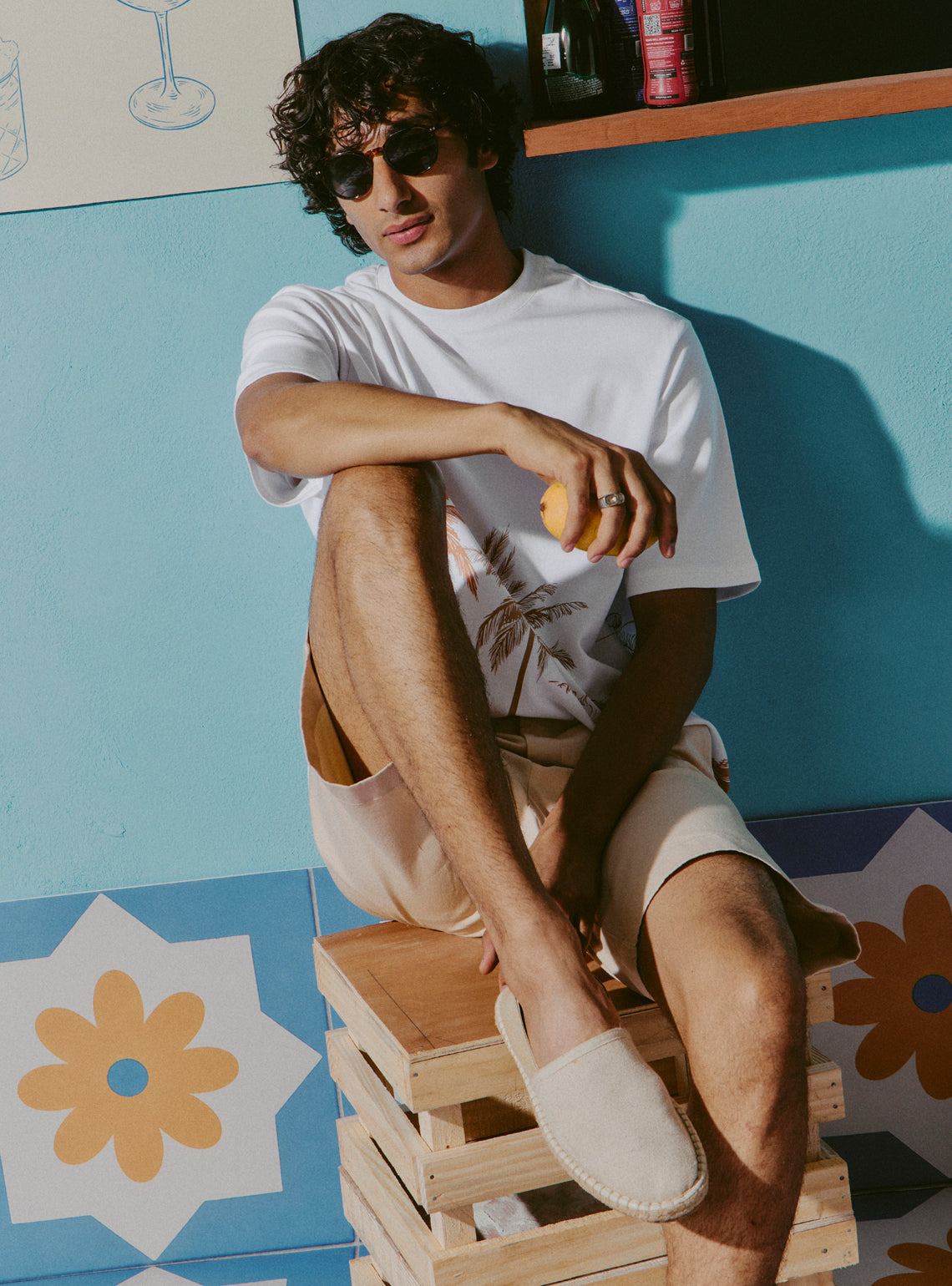 Martini White Cotton Print Crewneck
