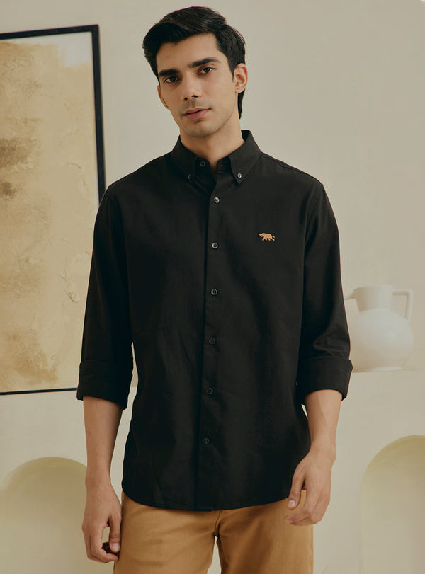 Molasses Black Cotton Shirt