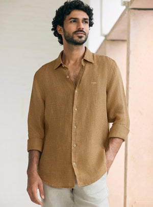 Copper Brown European Linen Shirt