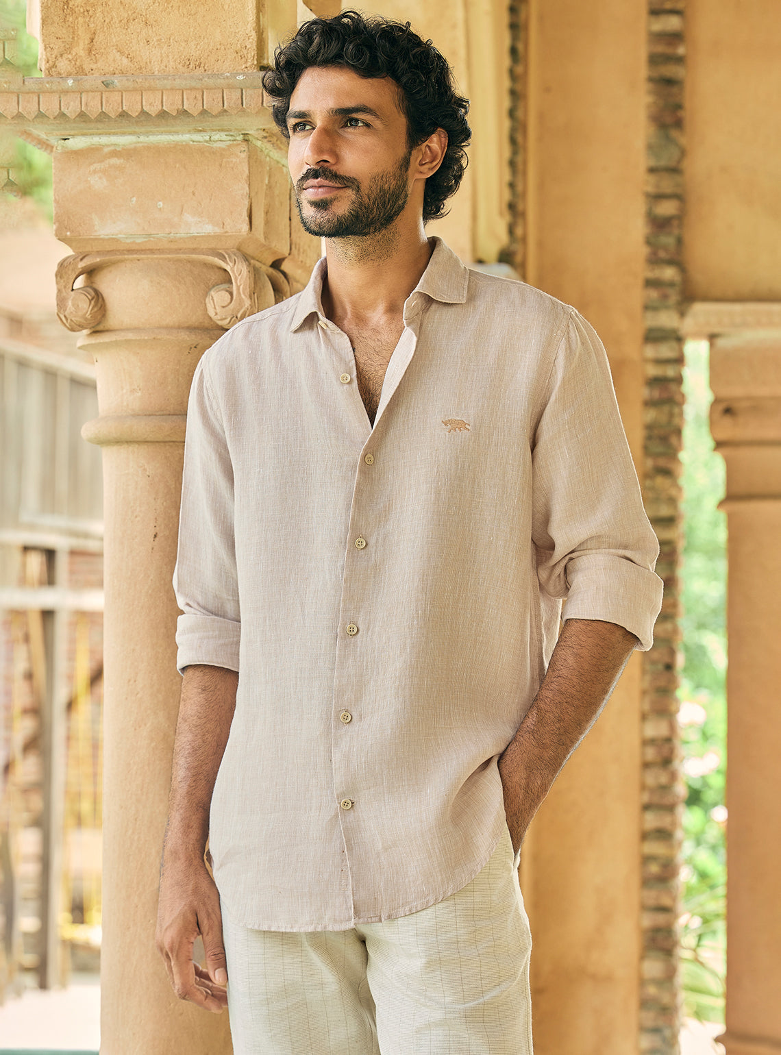 Vanilla Beige European Linen Shirt