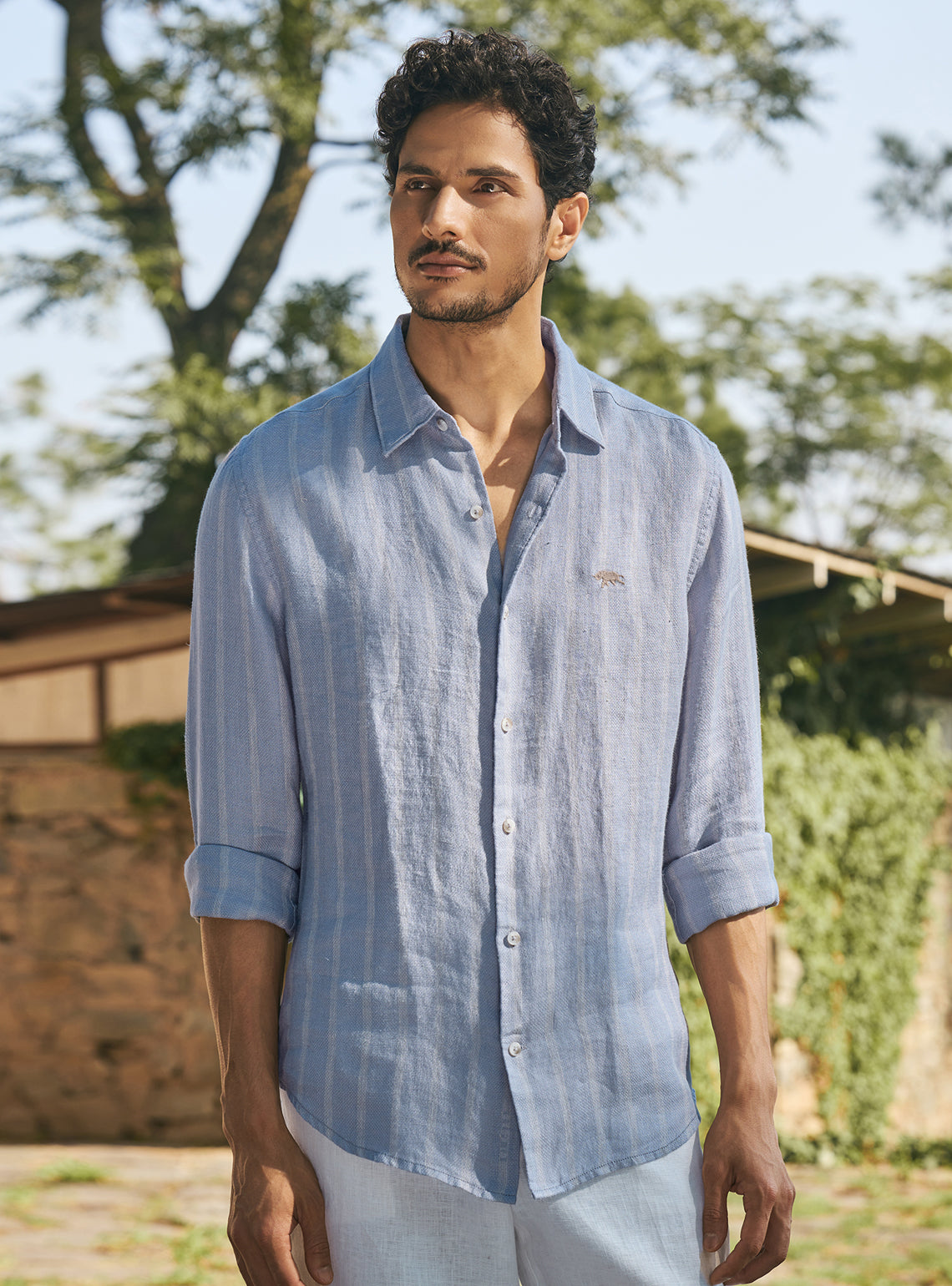 Monolith Grey Stripe Linen Shirt