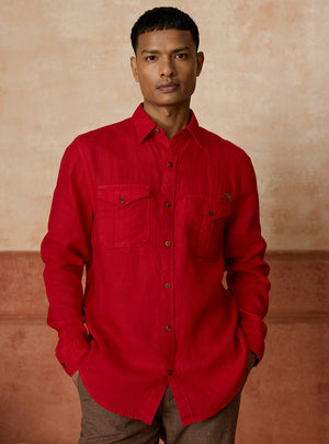 Barn Red European Linen Explorer Shirt