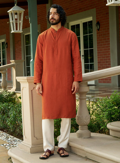 Rodh Rust Linen Kurta