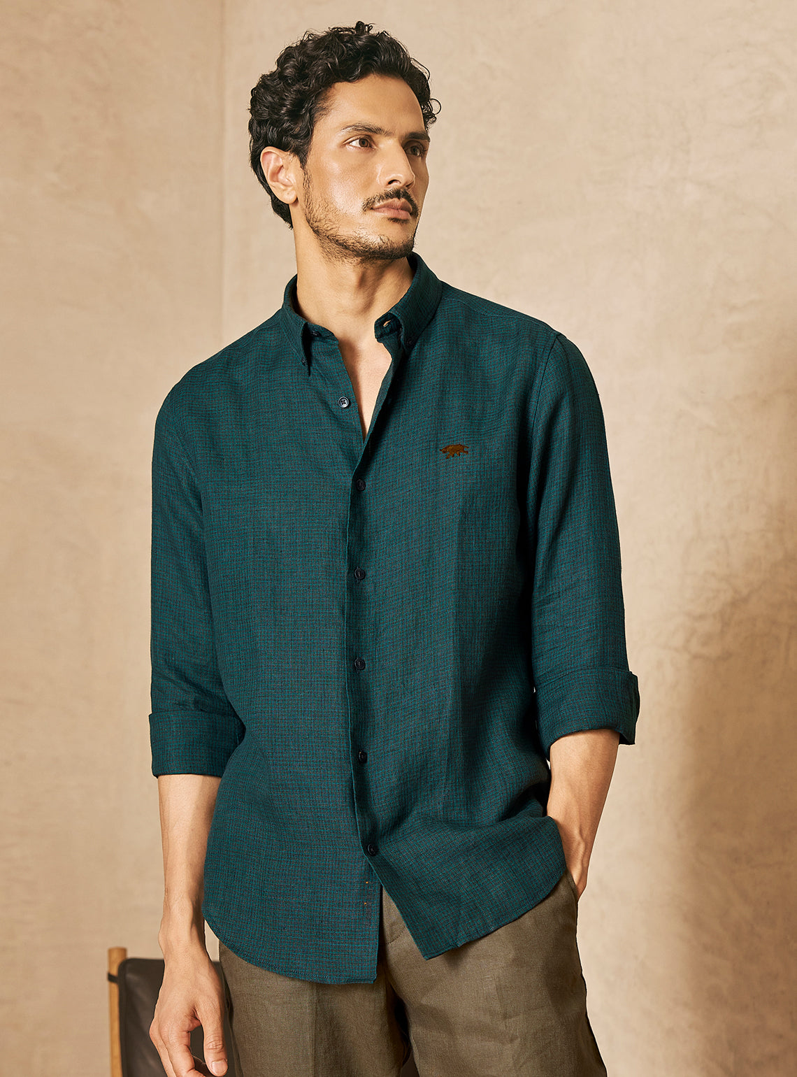 Canopy Green Check Linen Shirt
