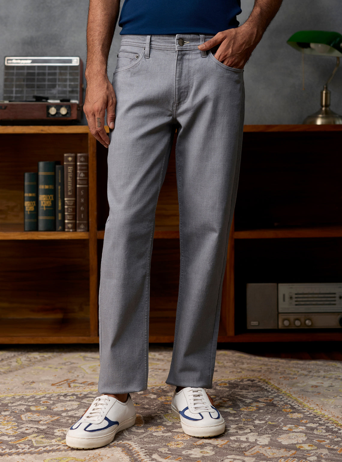 Smoke Grey Cotton Viscose Denim Jeans