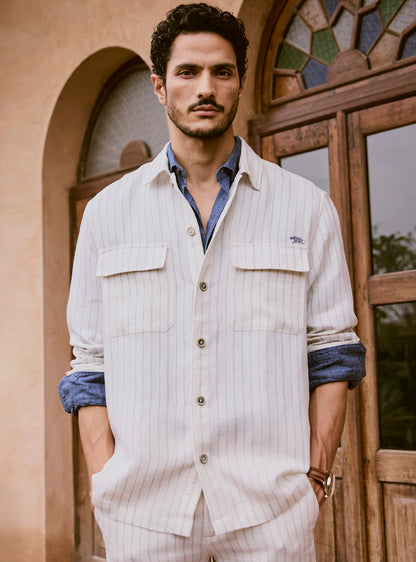 Vanilla Off-White Linen Dobby Jacket