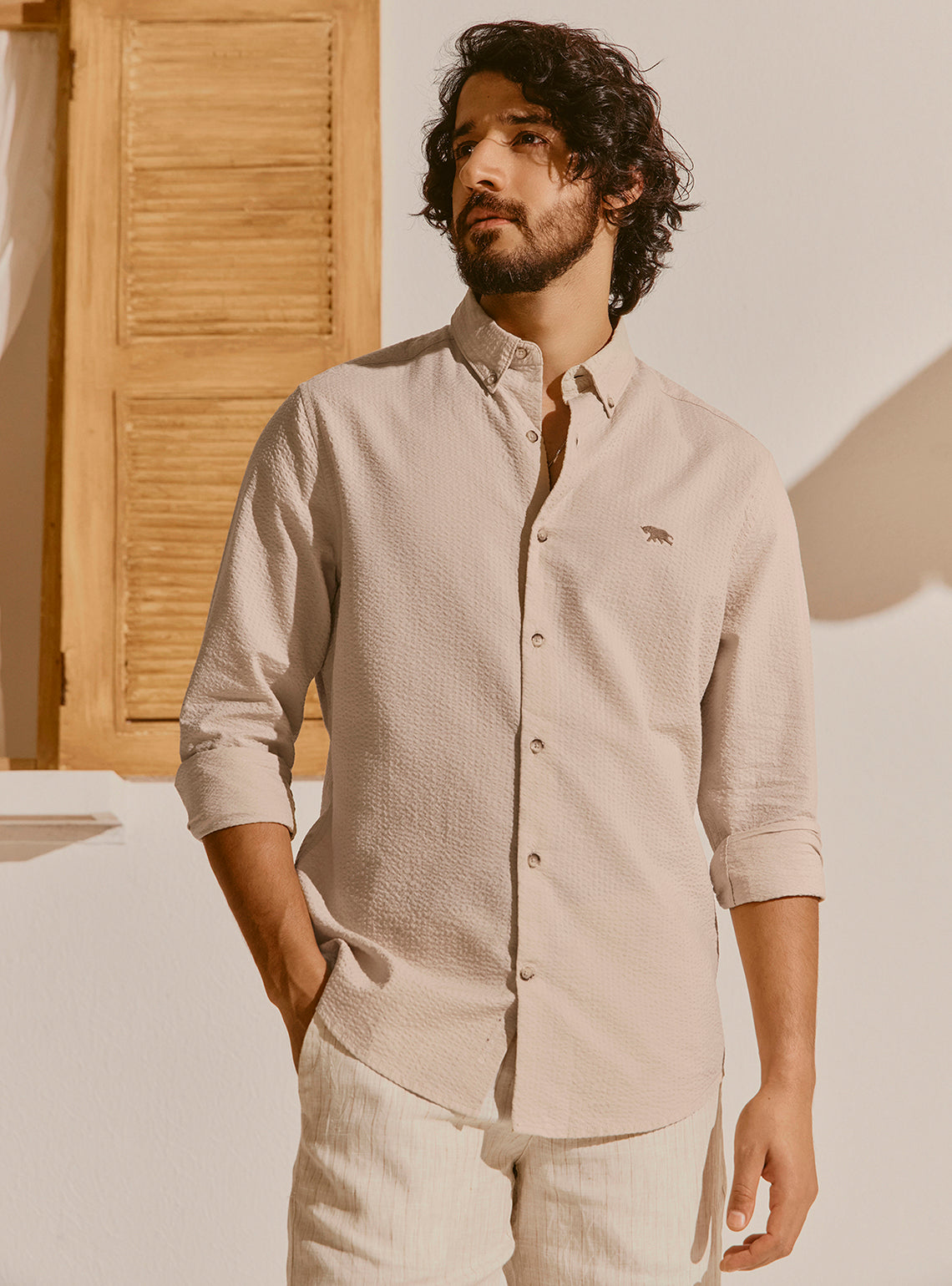 Tropea Beige Seersucker Shirt