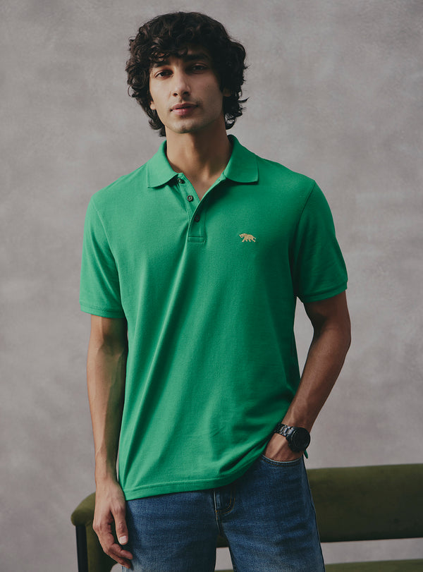 Mint Green Cotton Blend Polo