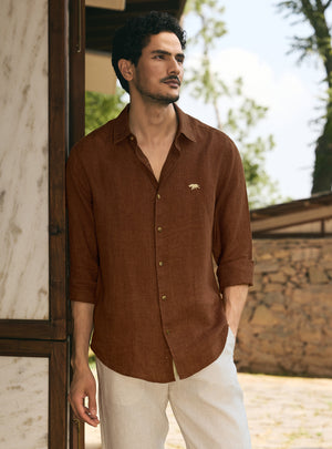 Earthy Brown European Linen Shirt