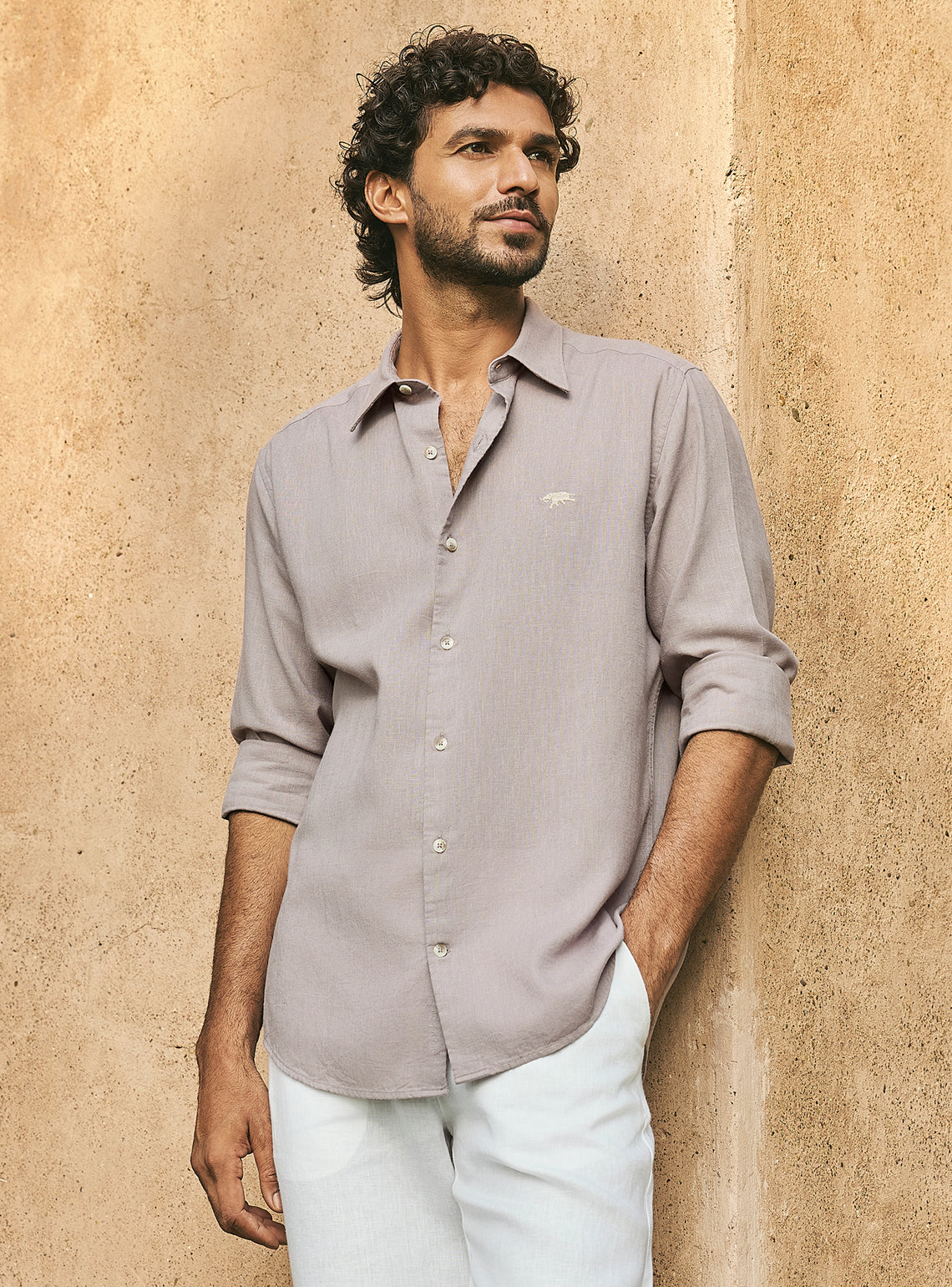 Ashfall Grey Lyocell Linen Shirt