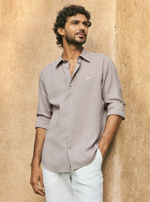 Ashfall Grey Lyocell Linen Shirt