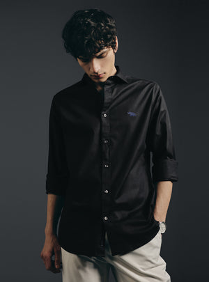 Eclipse Black Cotton Stretch Oxford Shirt