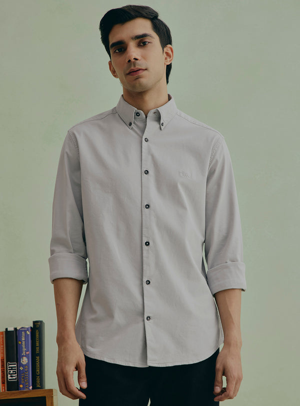 Florentina Grey Cotton Stretch Oxford Shirt