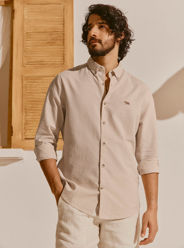 Tropea Beige Seersucker Shirt