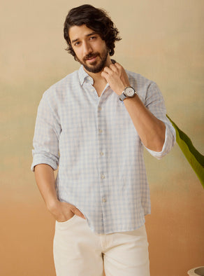 Blue Tide Cotton Check Shirt