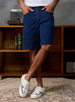 Deep Navy Triblend Denim Shorts