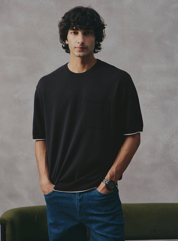 Charcoal Black Cotton Crewneck
