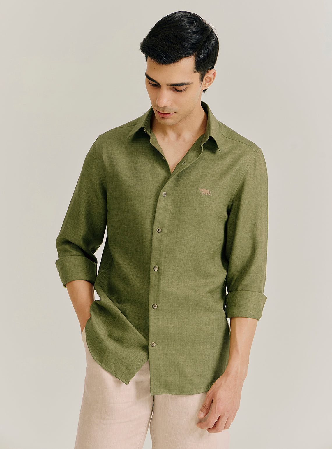 Grove Olive Poly Rich Shirt
