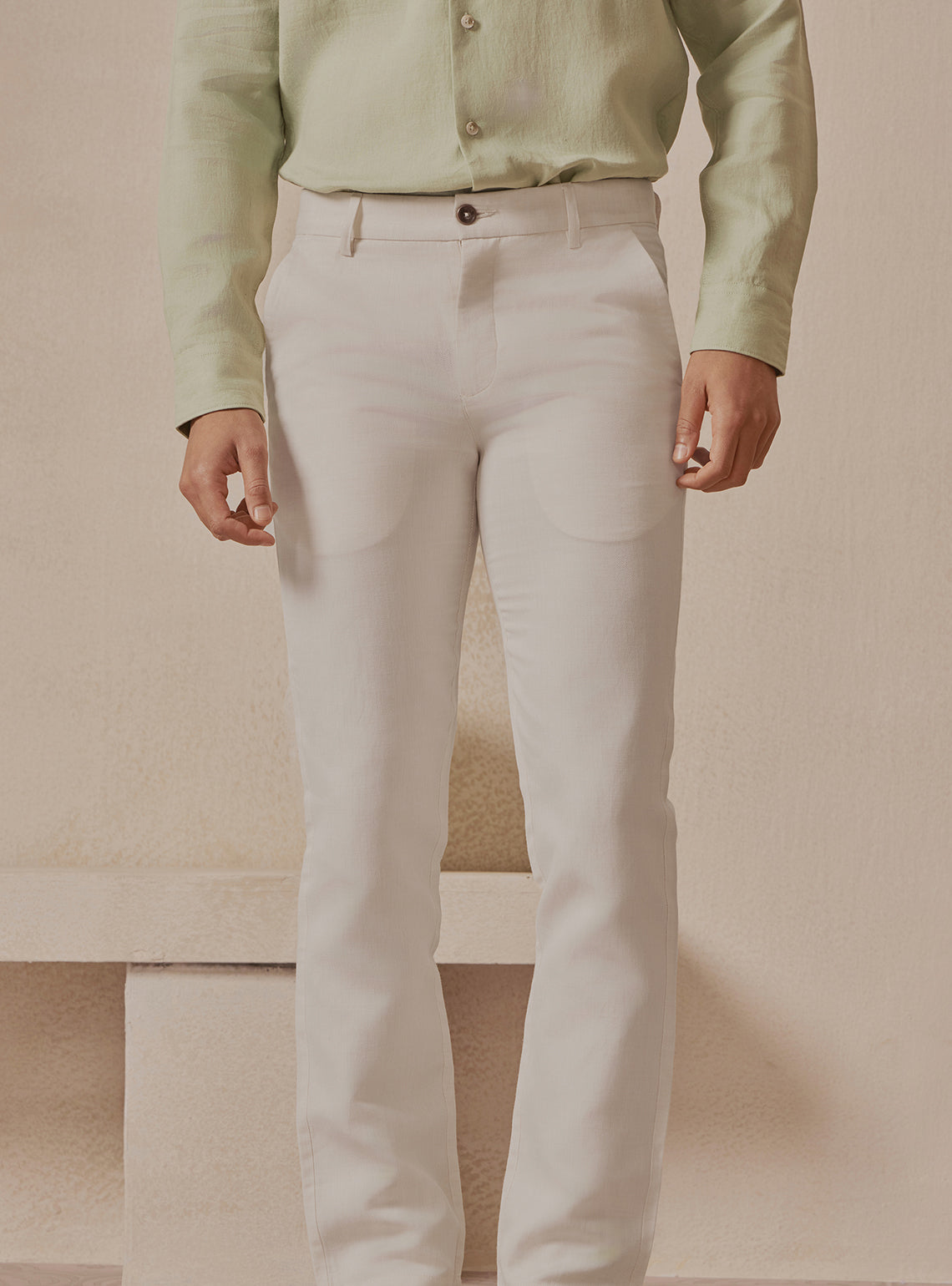 Dune Off White Linen Trousers